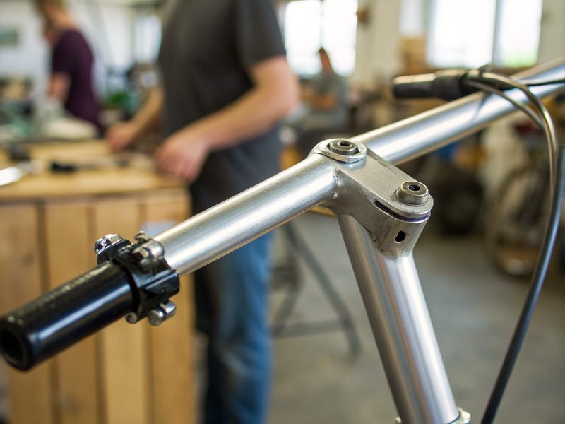 Mostek rowerowy z kierownicą w zbliżeniu i kluczem imbusowym